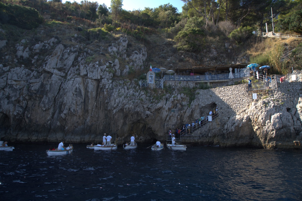 Outside Capri's Blue Grotto with smaller boats