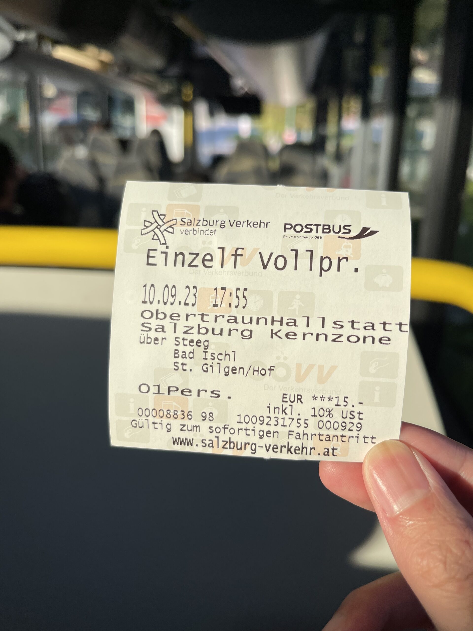 Salzburg to Hallstatt Bus Ticket 15 Euro